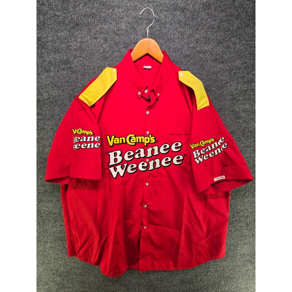Vintage Simpson Van Camps Beanee Weenee Racing Crew Shirt Red XXL Made in USA